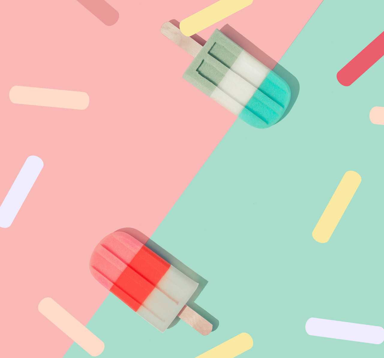 Summery poster with ice lolly and pastel banner reading ‘Ice Cream and Sprinkles – Up to 25% off wall art prints and up to 45% off frames until 04/08/2025’