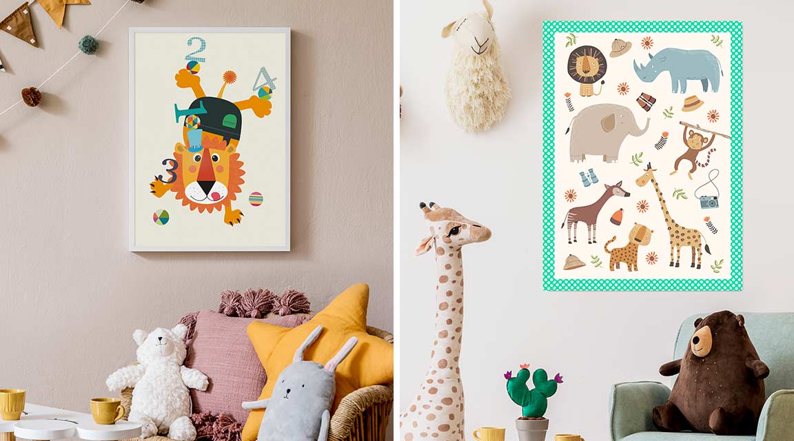 Plakat ze zwierzętami do pokoju dziecięcego