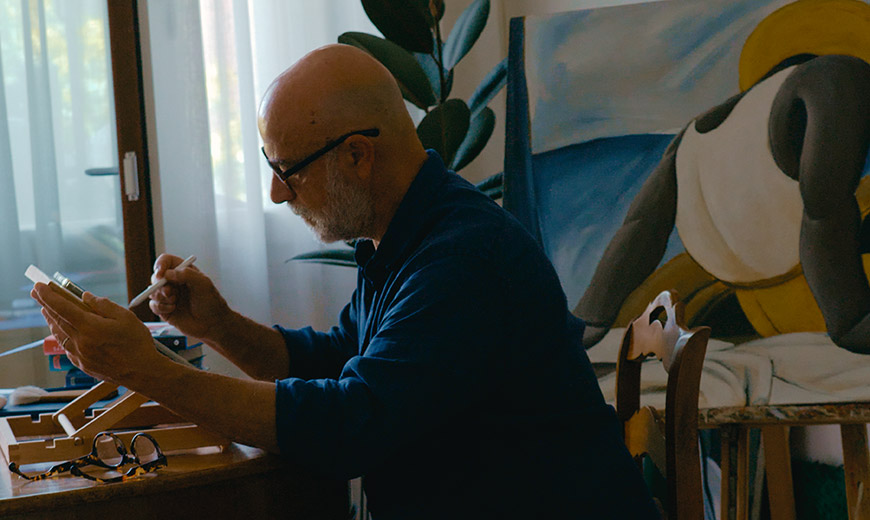 Marco Marella painting in his studio Marco Marella painting in his studio